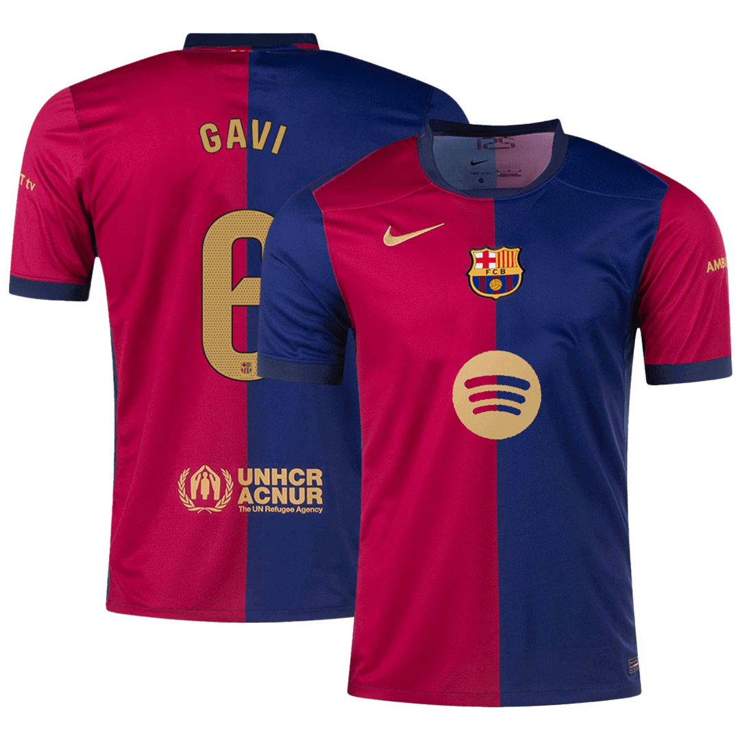 [Super Replica] GAVI #6 Barcelona Home Spotify Logo Without Text Jersey 2024/25 - Reps Jerseys