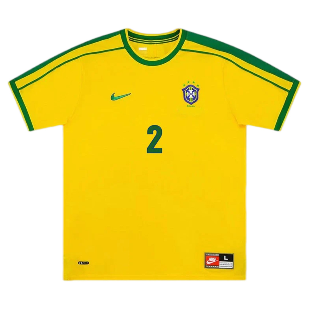 Brazil CAFU #2 Retro Jersey Home World Cup 1998 - Reps Jerseys