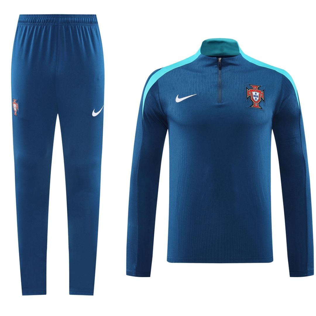 Portugal Zipper Sweatshirt Kit(Top+Pants) Blue 2024/25 - Reps Jerseys