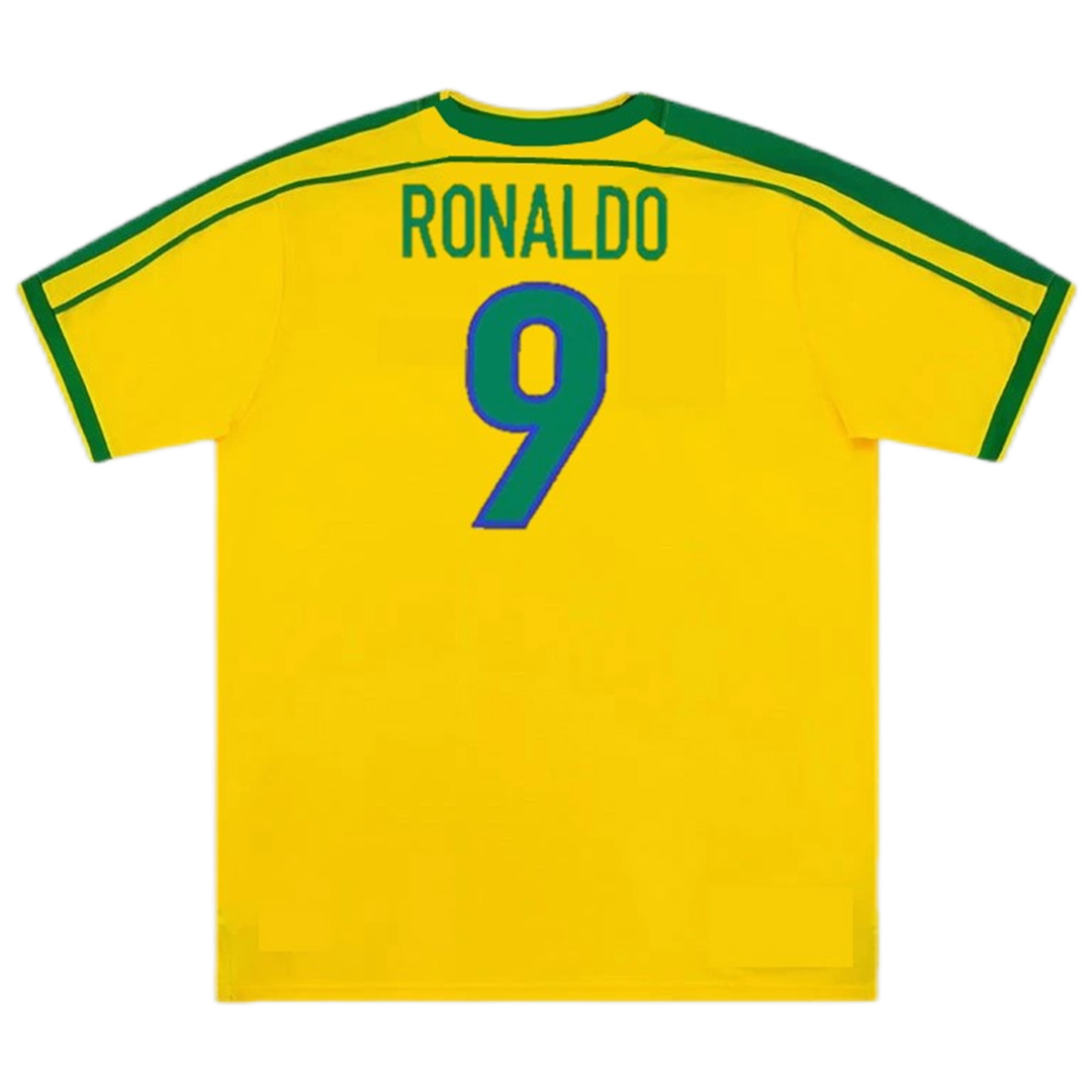 Ronaldo #9 Retro Brazil Home Jersey World Cup 1998 - Reps Jerseys