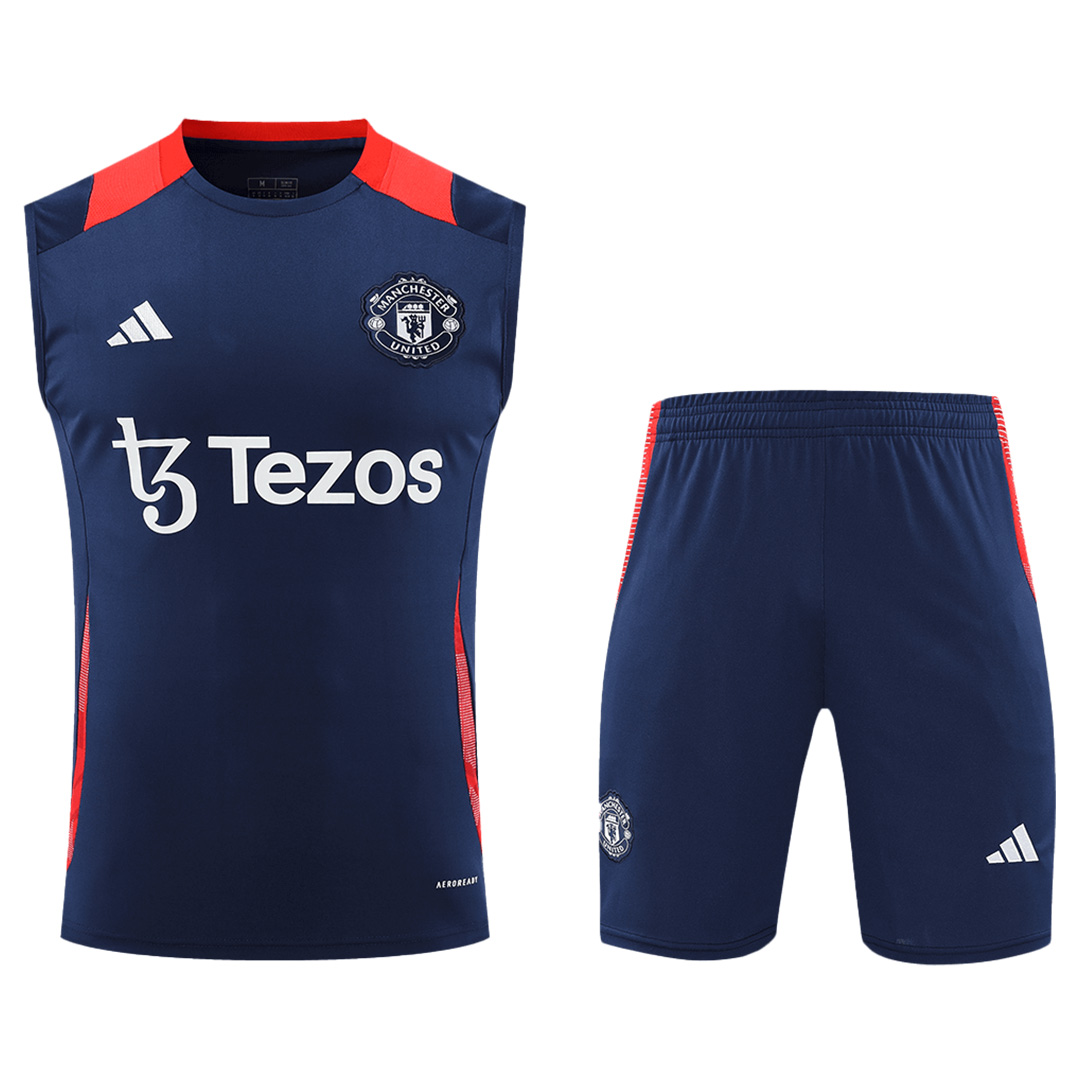 Manchester United Pre-Match Vest Kit(Jersey+Shorts) 2024/25 - Reps Jerseys