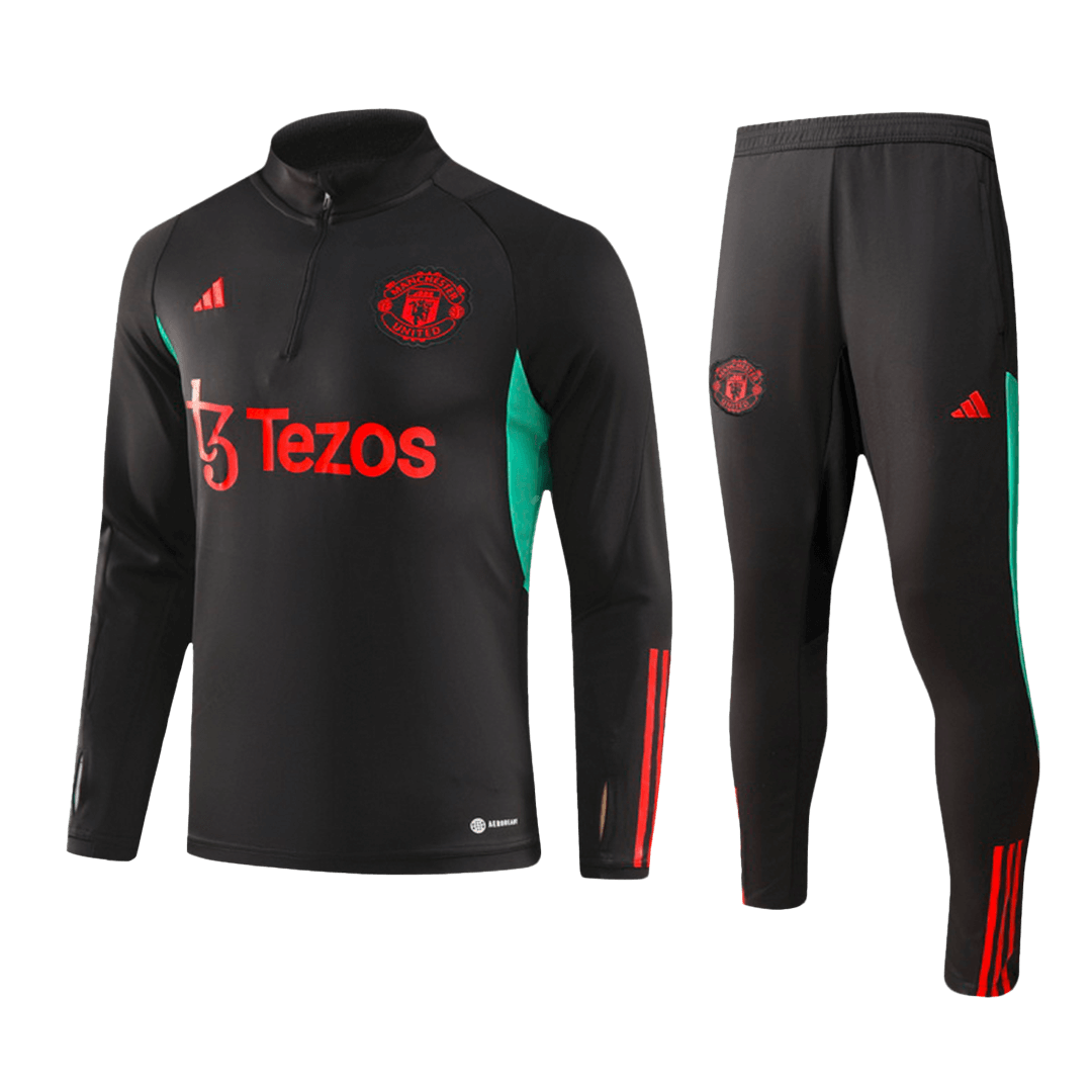 Manchester United Zipper Sweatshirt Kit(Top+Pants) Black 2023/24 - Reps Jerseys