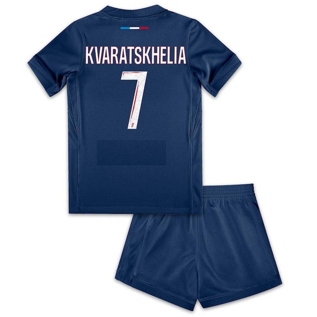 KVARATSKHELIA #7 Kids PSG Home Jersey Kit 2024/25 - Reps Jerseys