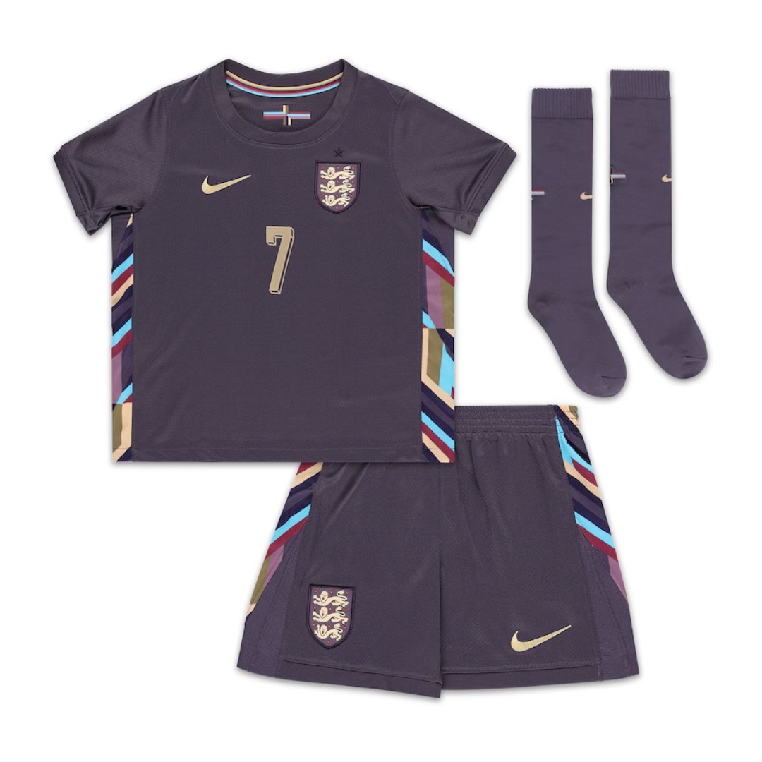 SAKA #7 Kids England Away Full Jersey Kit Euro 2024 - Reps Jerseys