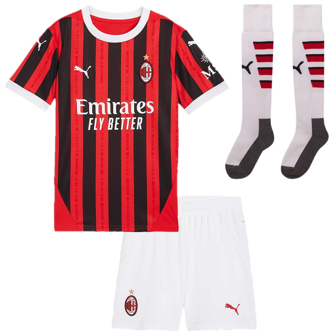 Kids AC Milan Home Full Kit(Jersey+Shorts+Socks) 2024/25 - Reps Jerseys