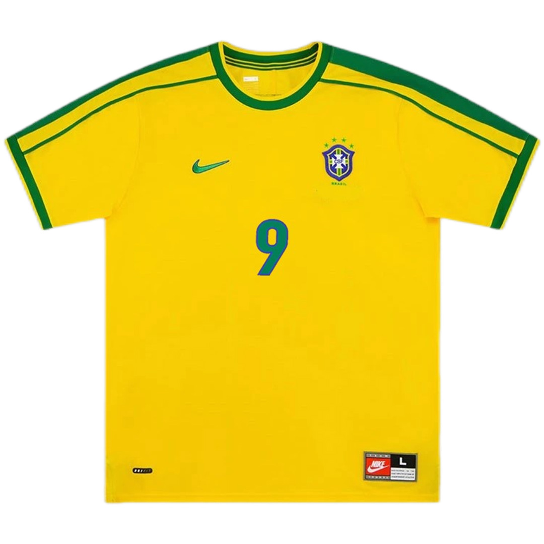 Ronaldo #9 Retro Brazil Home Jersey World Cup 1998 - Reps Jerseys