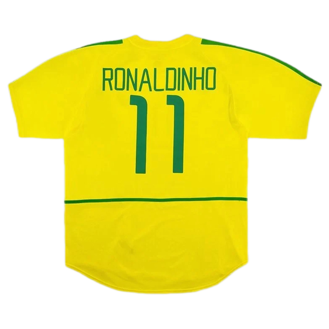 Brazil Ronaldinho #11 Retro Jersey Home World Cup 2002 - Reps Jerseys