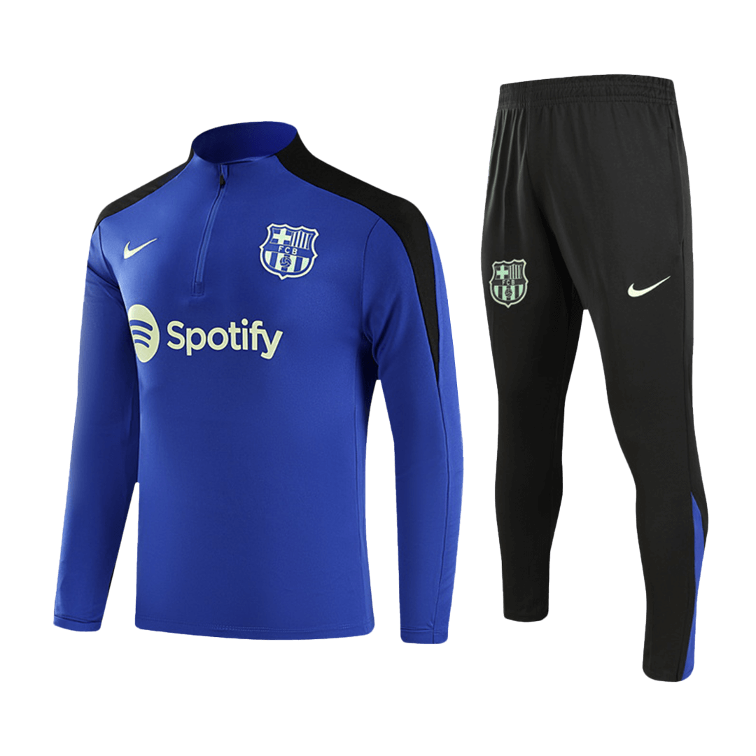 Kids Barcelona Zipper Sweat Kit(Top+Pants) Blue 2024/25 - Reps Jerseys