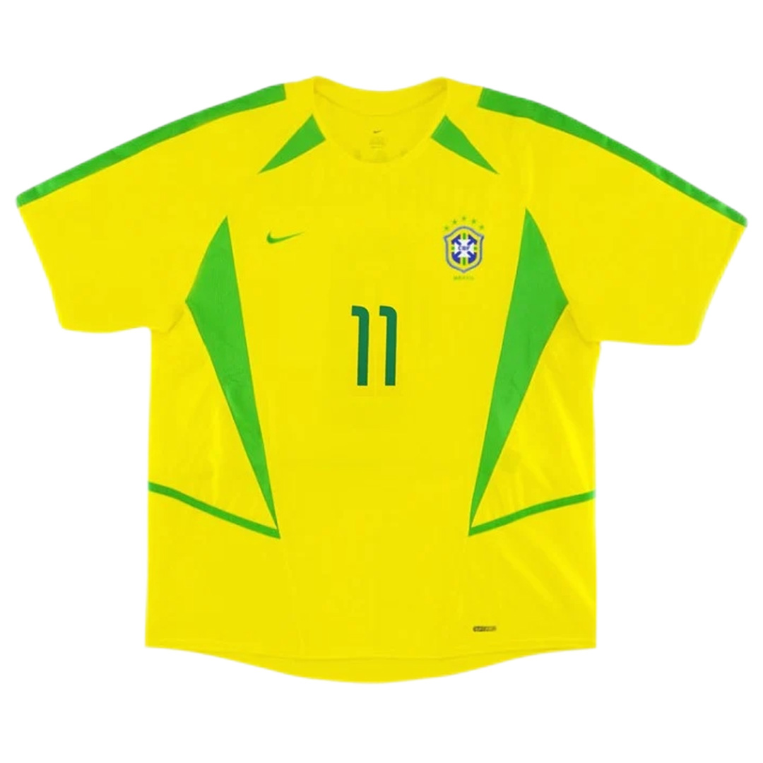 Brazil Ronaldinho #11 Retro Jersey Home World Cup 2002 - Reps Jerseys