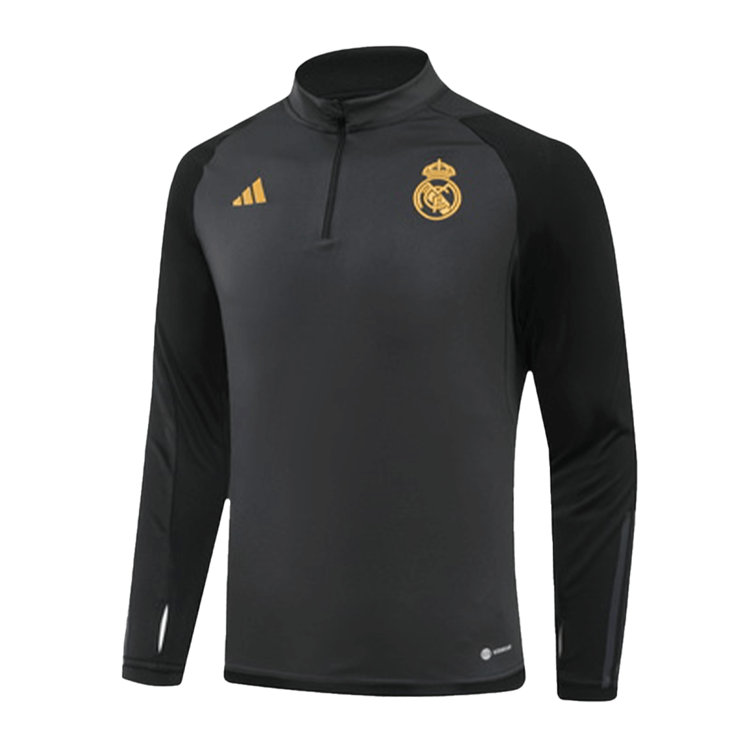 Real Madrid Zipper Sweatshirt Kit(Top+Pants) Black 2023/24 - Reps Jerseys