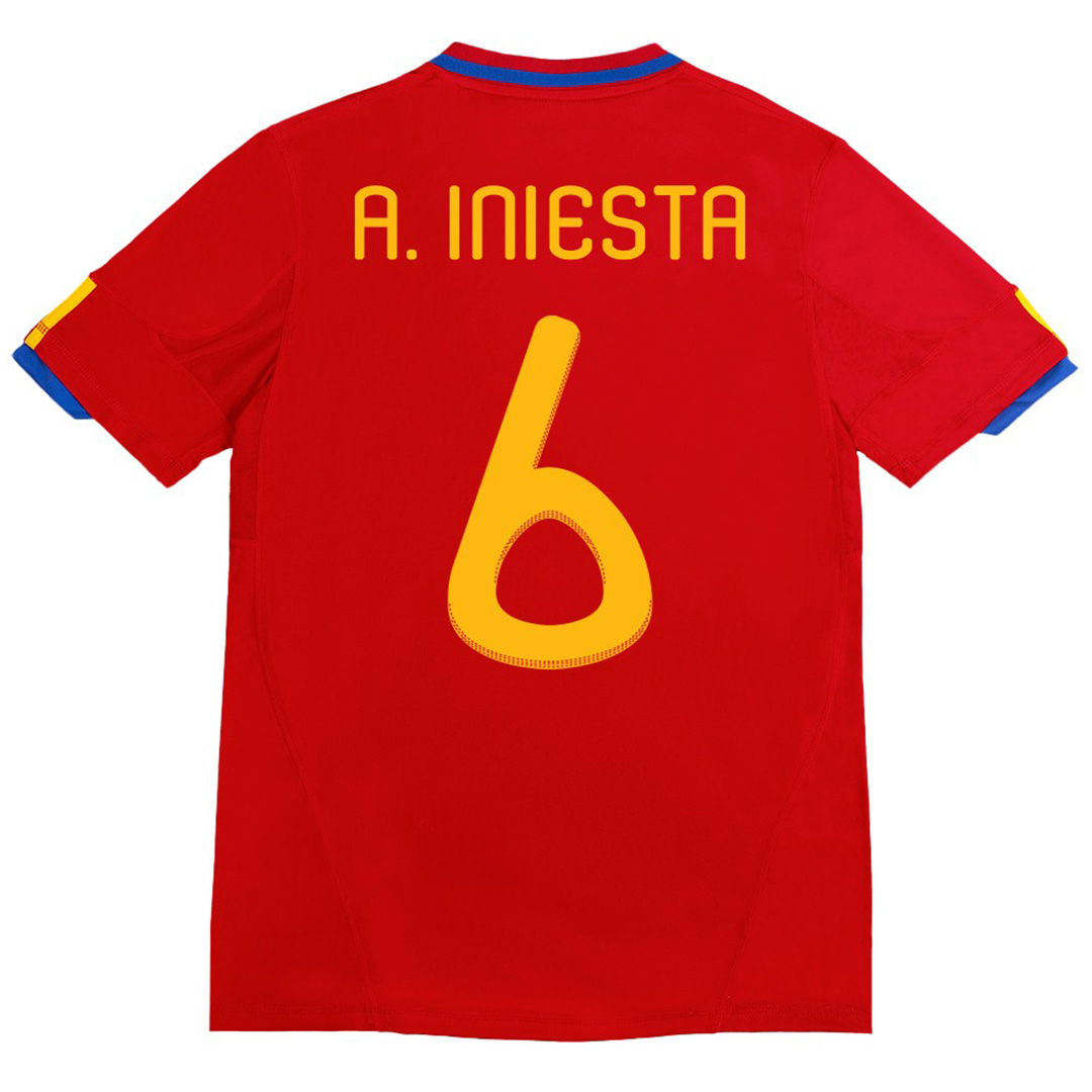 A. INIESTA #6 Retro Spain Home Jersey 2010 - Reps Jerseys