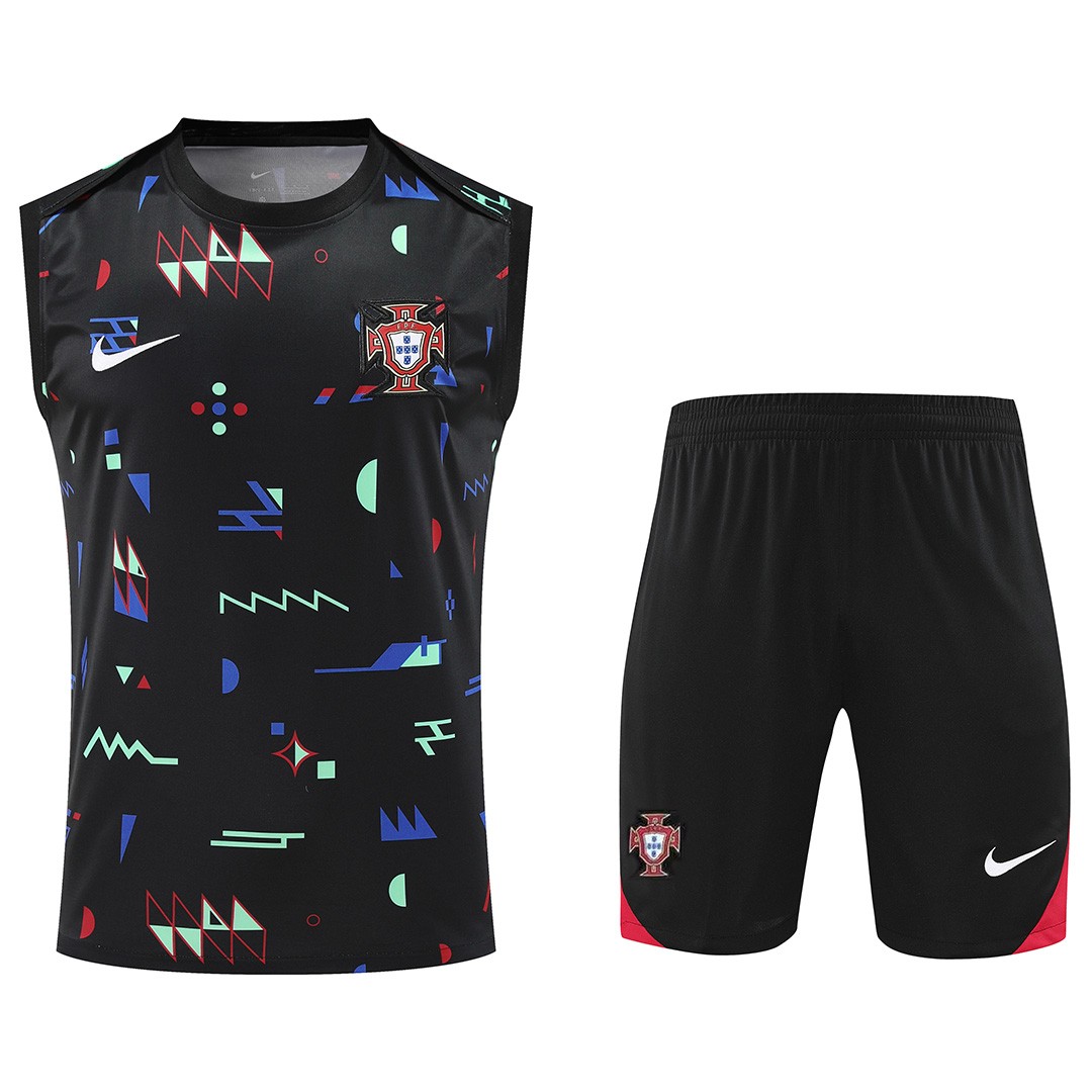 Portugal Pre-Match Sleeveless Kit (Top+Shorts) Black Euro 2024 - Reps Jerseys