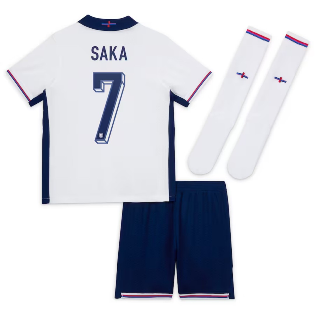 SAKA #7 Kids England Home Full Jersey Kit Euro 2024 - Reps Jerseys
