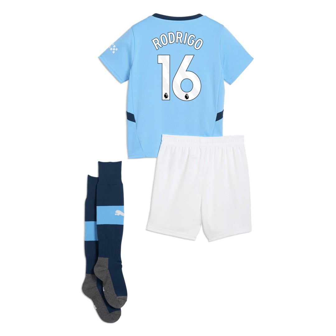 RODRIGO #16 Kids Manchester City Home Full Jersey Kit 2024/25 - Reps Jerseys