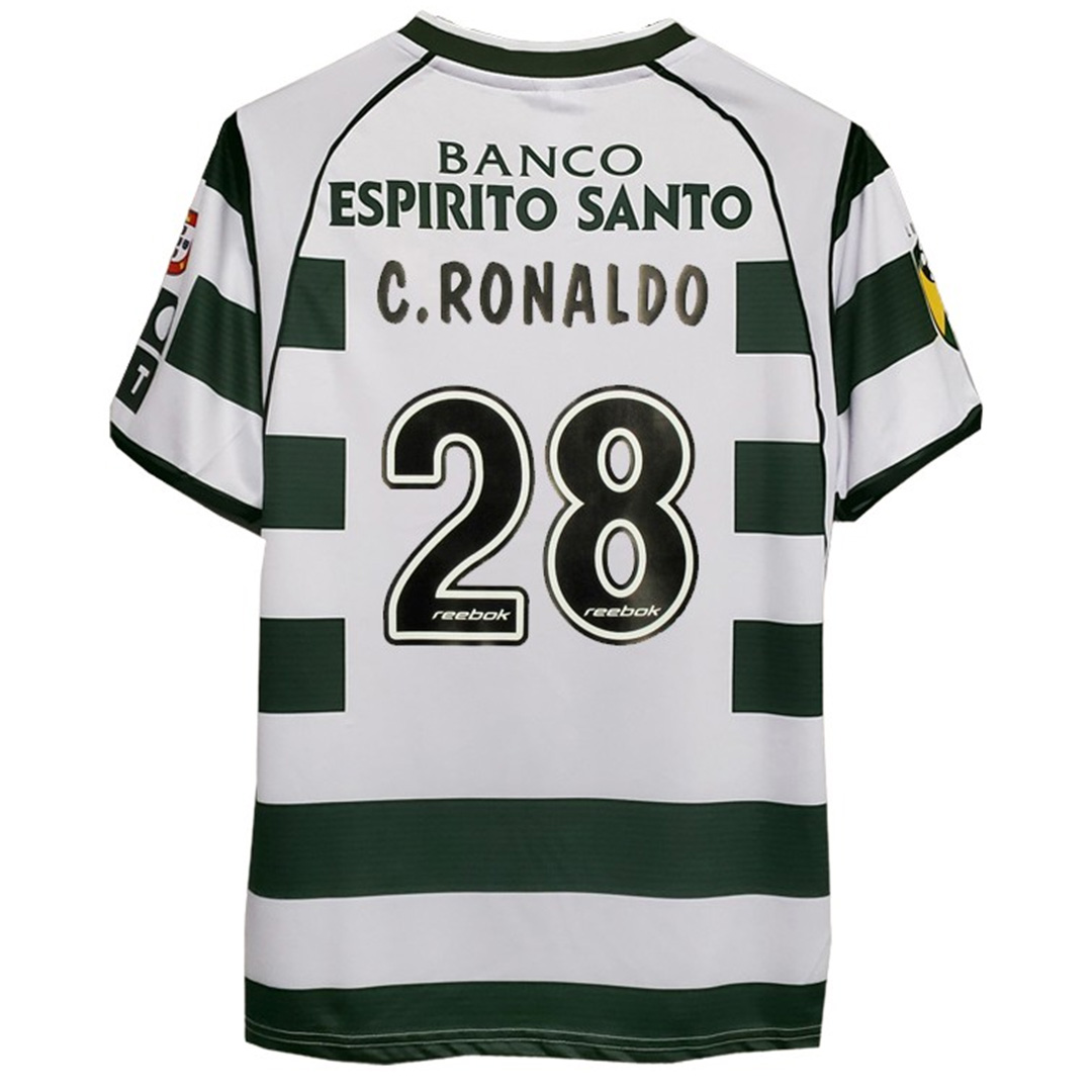 C.RONALDO #28 Retro Sporting Lisbon Home Jersey 2002/03 - Reps Jerseys