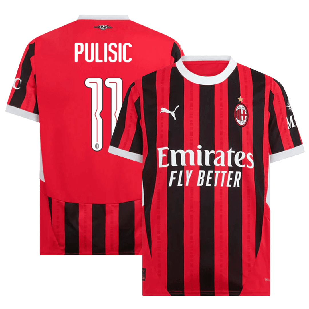 PULISIC #11 AC Milan Home Jersey 2024/25 - UCL Font - Reps Jerseys