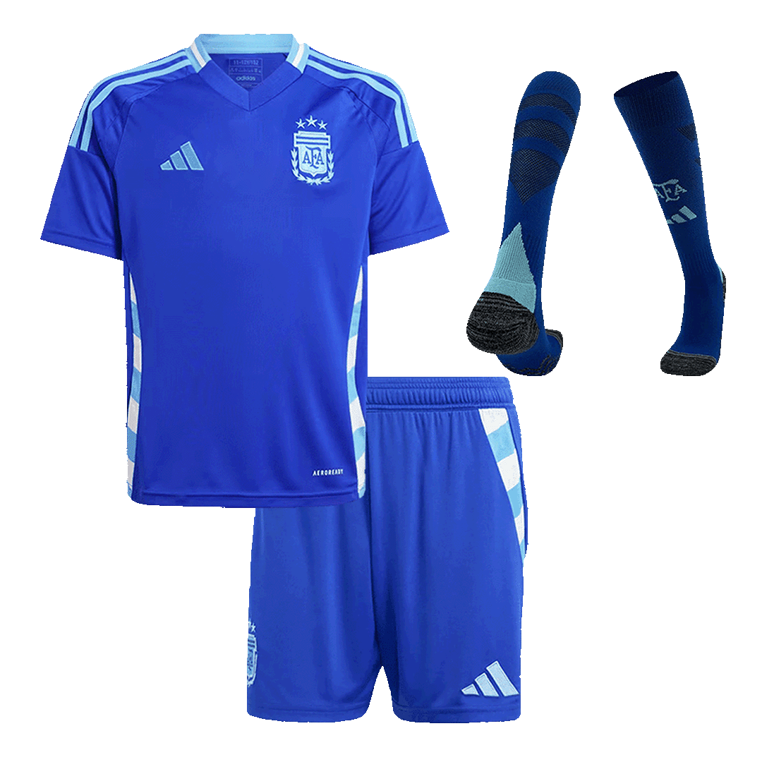 Kids Argentina Away Full Kit(Jersey+Shorts+Socks) Copa America 2024 - Reps Jerseys