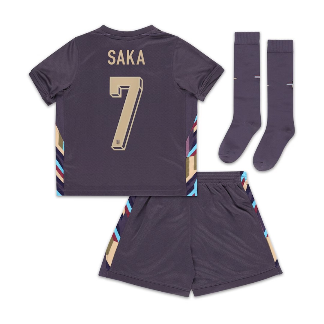 SAKA #7 Kids England Away Full Jersey Kit Euro 2024 - Reps Jerseys