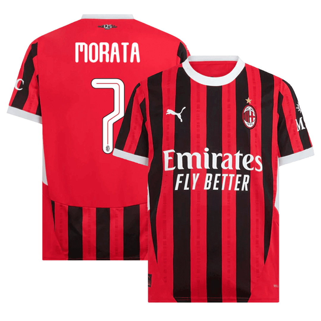 MORATA #7 AC Milan Home Jersey 2024/25 - UCL Font - Reps Jerseys