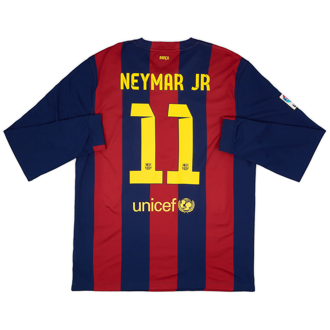 Neymar JR #11 Barcelona Home Long Sleeve Retro Jersey 2014/15 - Reps Jerseys