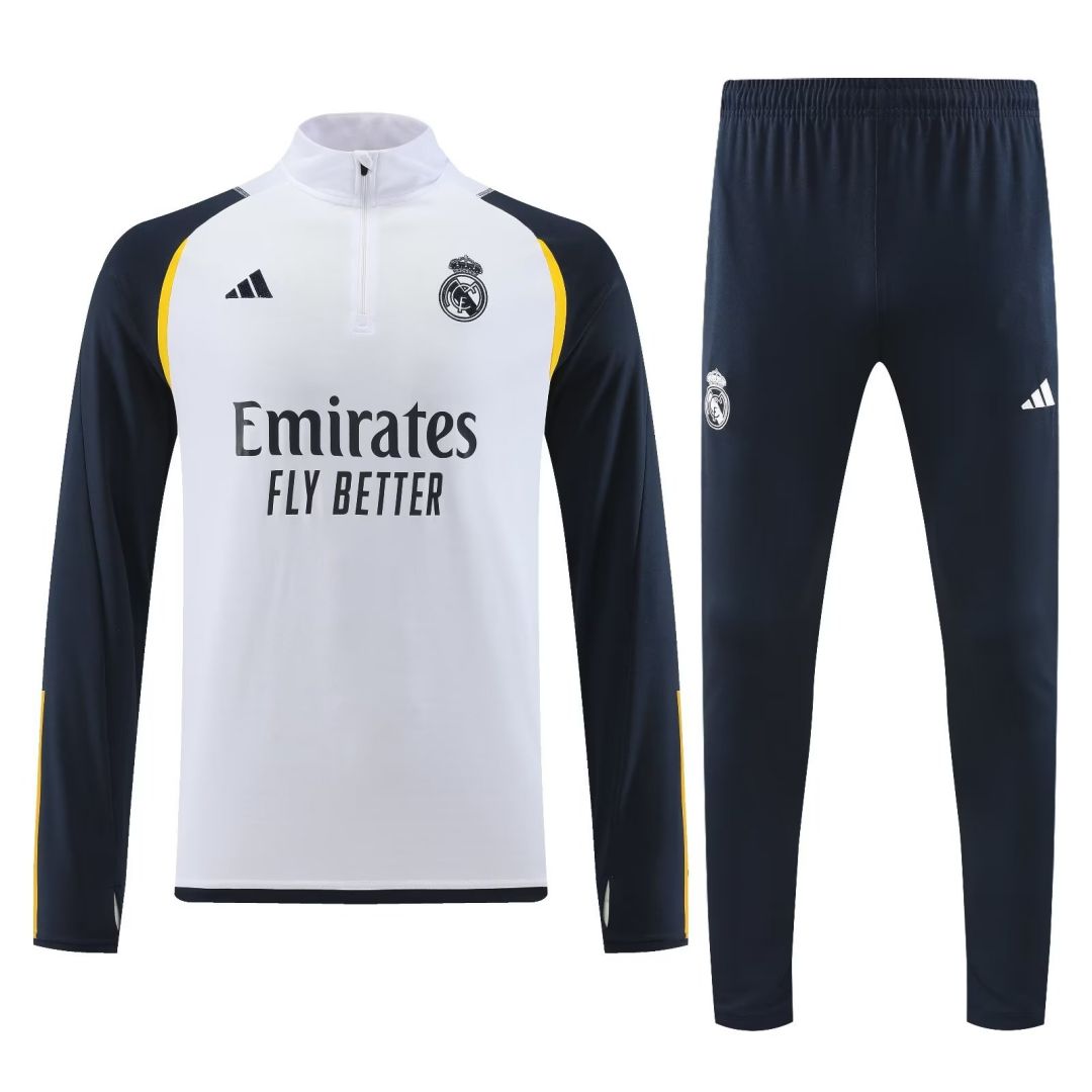 Real Madrid Zipper Sweat Kit(Top+Pants) White 2023/24 - Reps Jerseys