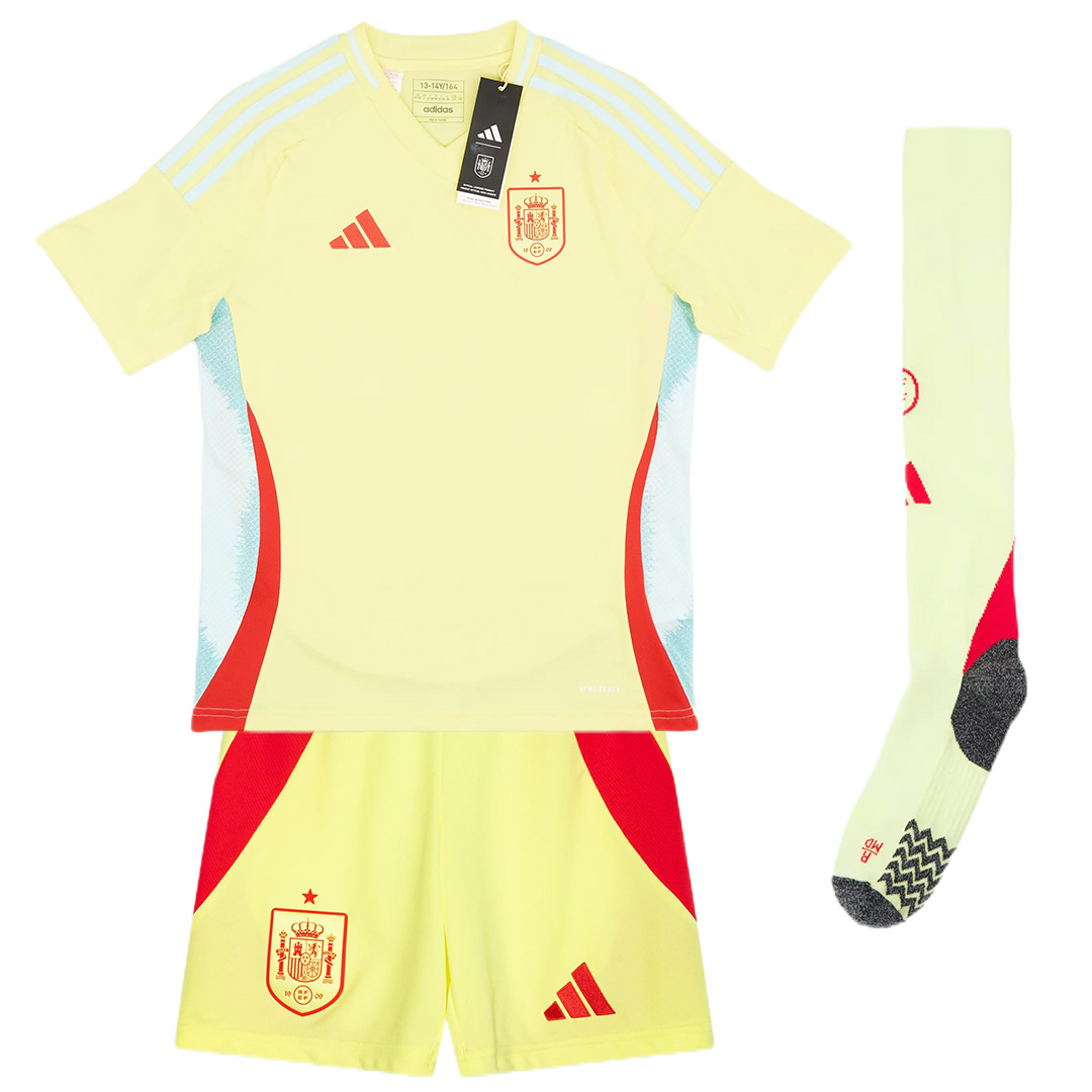 Kids Spain Away Full Jersey Kit Euro 2024 - Reps Jerseys