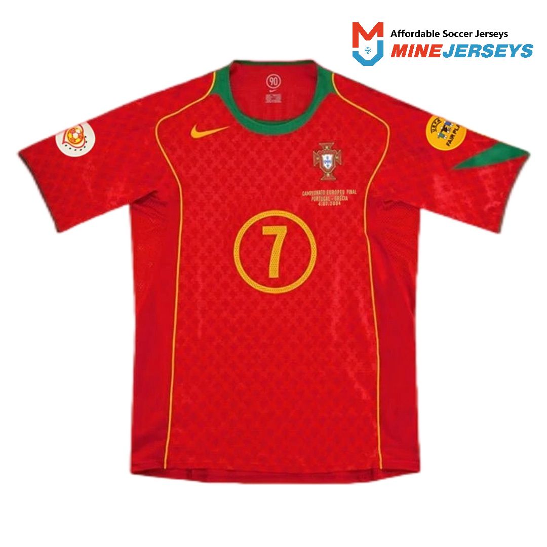 Portugal Figo #7 Retro Jersey Home Euro Cup Final 2004 - Reps Jerseys