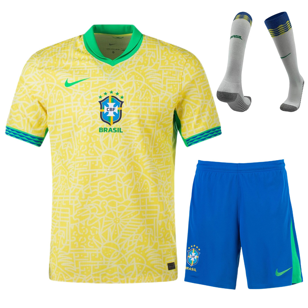[Super Replica] Brazil Home Whole Kit(Jersey+Shorts+Socks) 2024 - Reps Jerseys