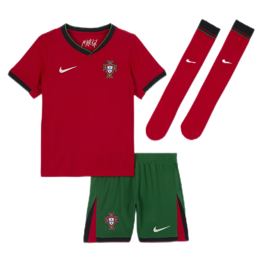 Kids Portugal Home Whole Kit Jersey+Shorts+Socks Euro 2024 - Reps Jerseys