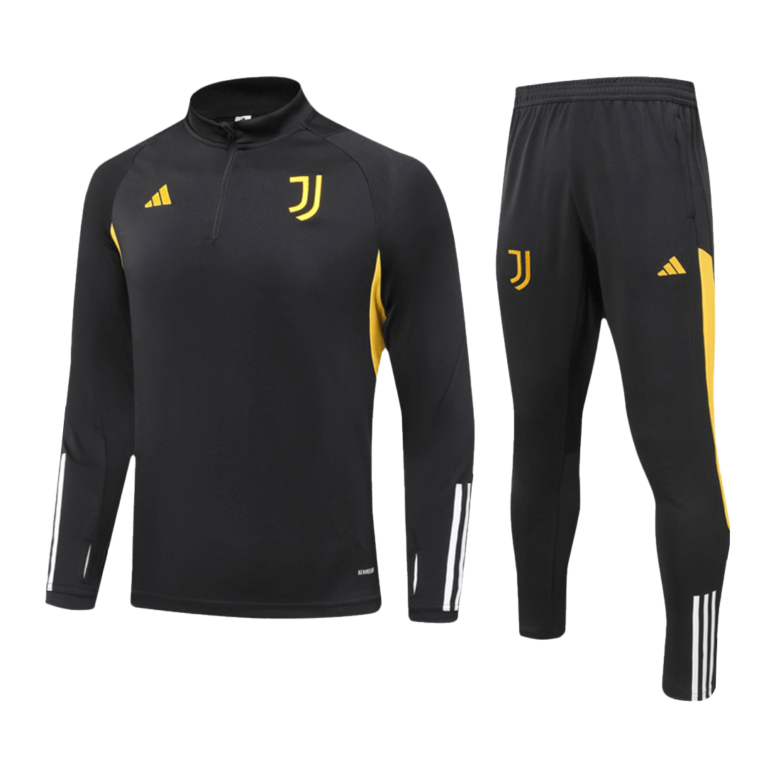 Kids Juventus Zipper Sweatshirt Kit(Top+Pants) Black 2023/24 - Reps Jerseys