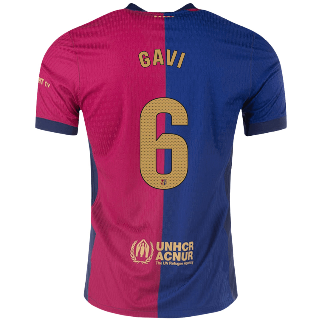 GAVI #6 Barcelona Home Spotify Logo Without Text Match Jersey 2024/25 - Reps Jerseys