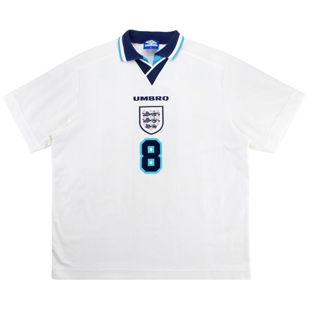 GASCOIGNE #8 England Retro Jersey Home Euro Cup 1996 - Reps Jerseys