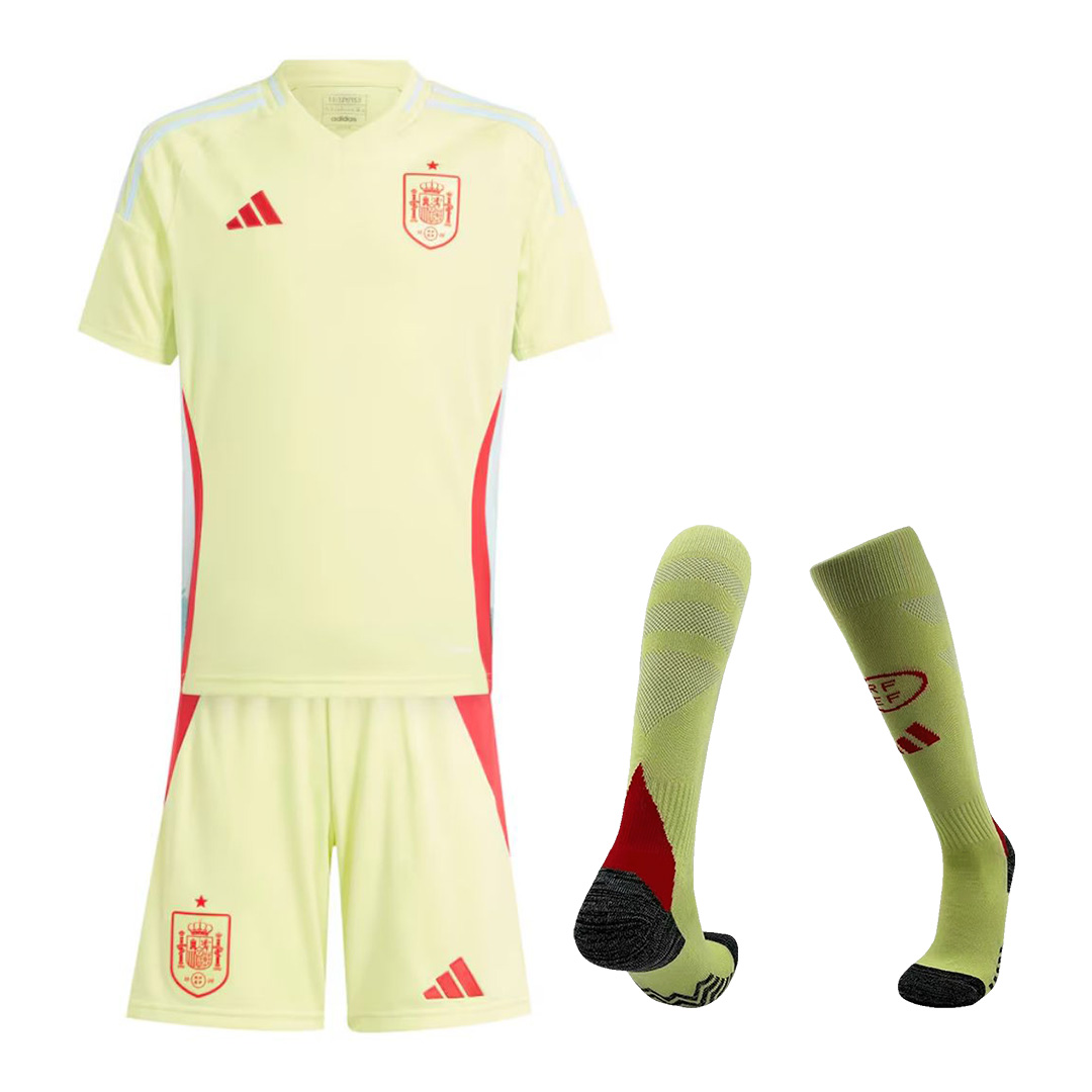 Kids Spain Away Full Jersey Kit Euro 2024 - Reps Jerseys