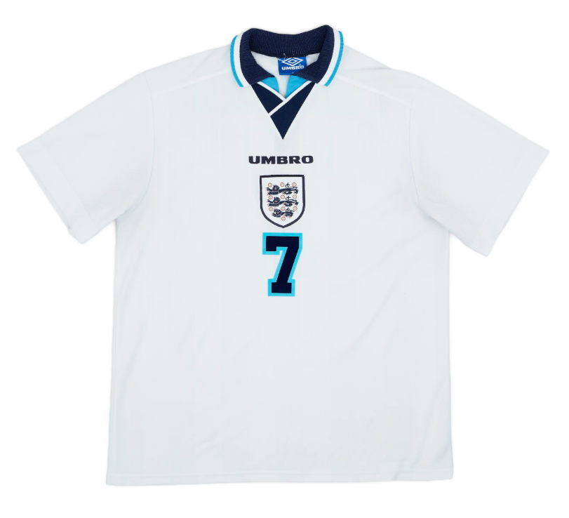 BECKHAM #7 England Retro Jersey Home Euro Cup 1996 - Reps Jerseys