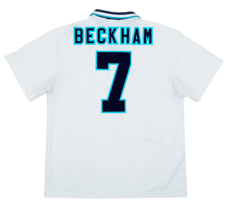 BECKHAM #7 England Retro Jersey Home Euro Cup 1996 - Reps Jerseys