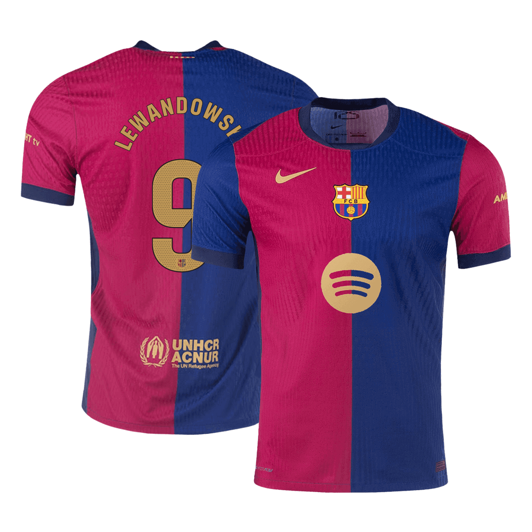 LEWANDOWSKI #9 Barcelona Home Spotify Logo Without Text Match Jersey 2025/26 - Reps Jerseys