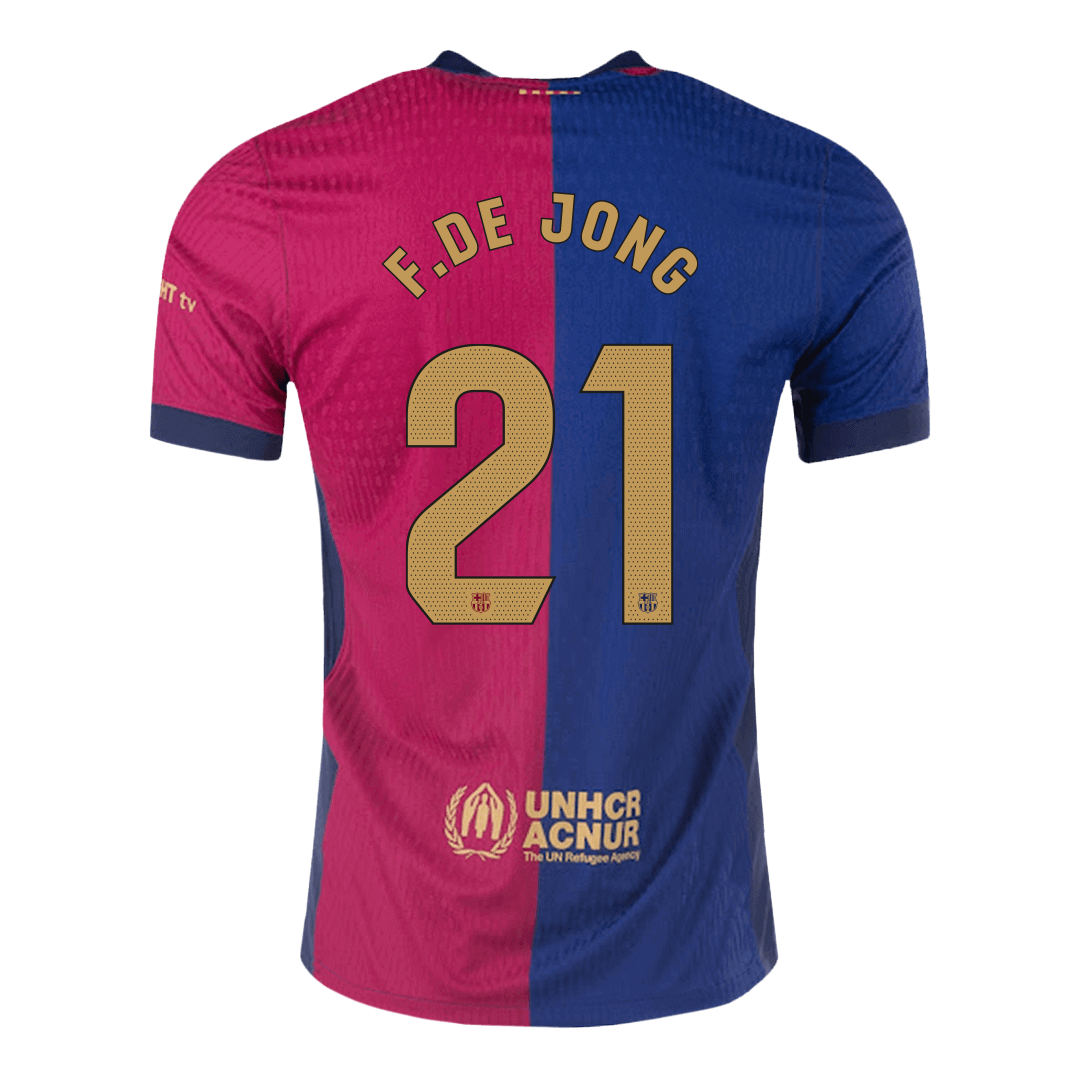F.DE JONG #21 Barcelona Home Spotify Logo Without Text Match Jersey 2024/25 - Reps Jerseys