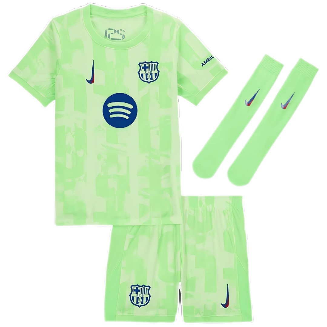 Kids Barcelona Third Spotify Logo Without Text Full Kit(Jersey+Shorts+Socks) 2024/25 - Reps Jerseys