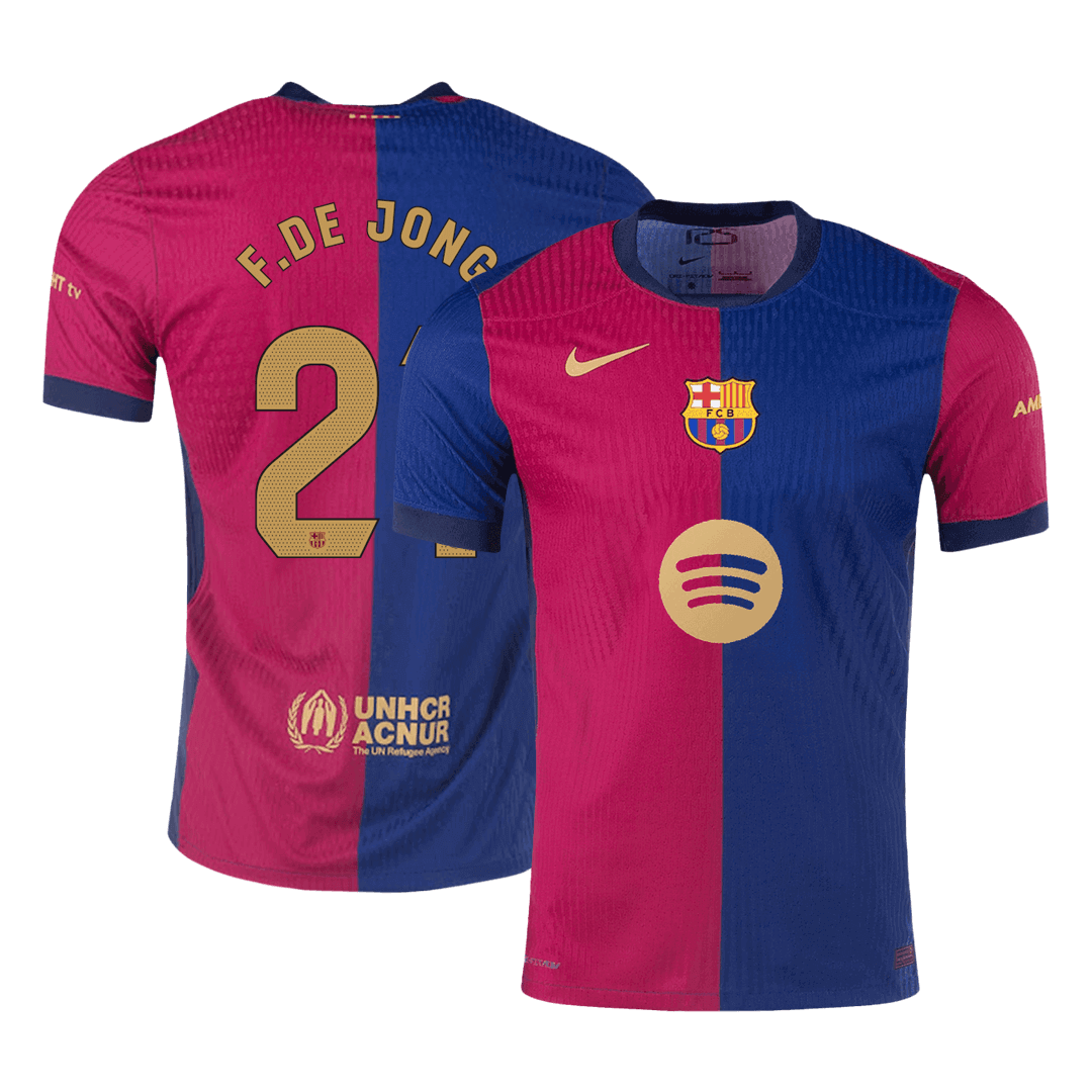 F.DE JONG #21 Barcelona Home Spotify Logo Without Text Match Jersey 2024/25 - Reps Jerseys