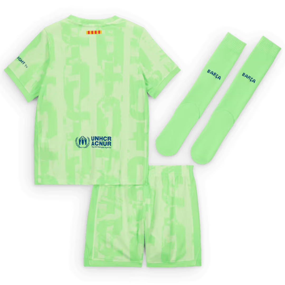 Kids Barcelona Third Spotify Logo Without Text Full Kit(Jersey+Shorts+Socks) 2024/25 - Reps Jerseys
