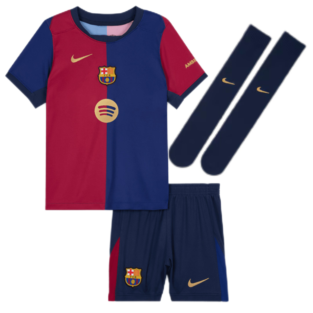 Kids Barcelona Home Full Kit(Jersey+Shorts+Socks) 2024/25 - Spotify Logo Without Text - Reps Jerseys