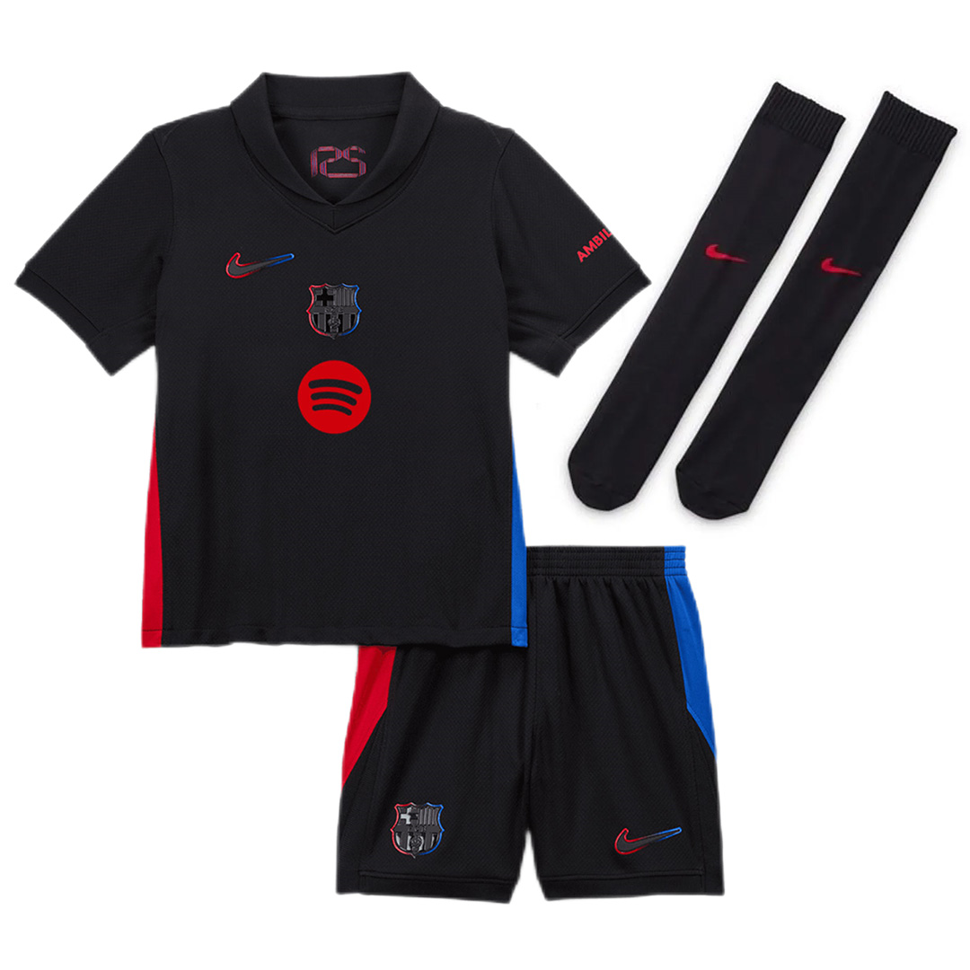 Kids Barcelona Away Spotify Logo Without Text Full Kit(Jersey+Shorts+Socks) 2024/25 - Reps Jerseys